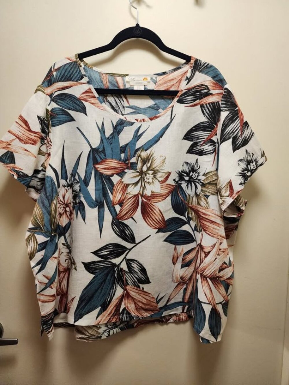 PLUS SIZE C&C CALIFORNIA 100% LINEN TOP - 3X